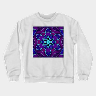 Cartoon Mandala Flower Blue and Purple Crewneck Sweatshirt